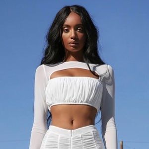 I.AM.GIA White Crop Top Long Sleeve